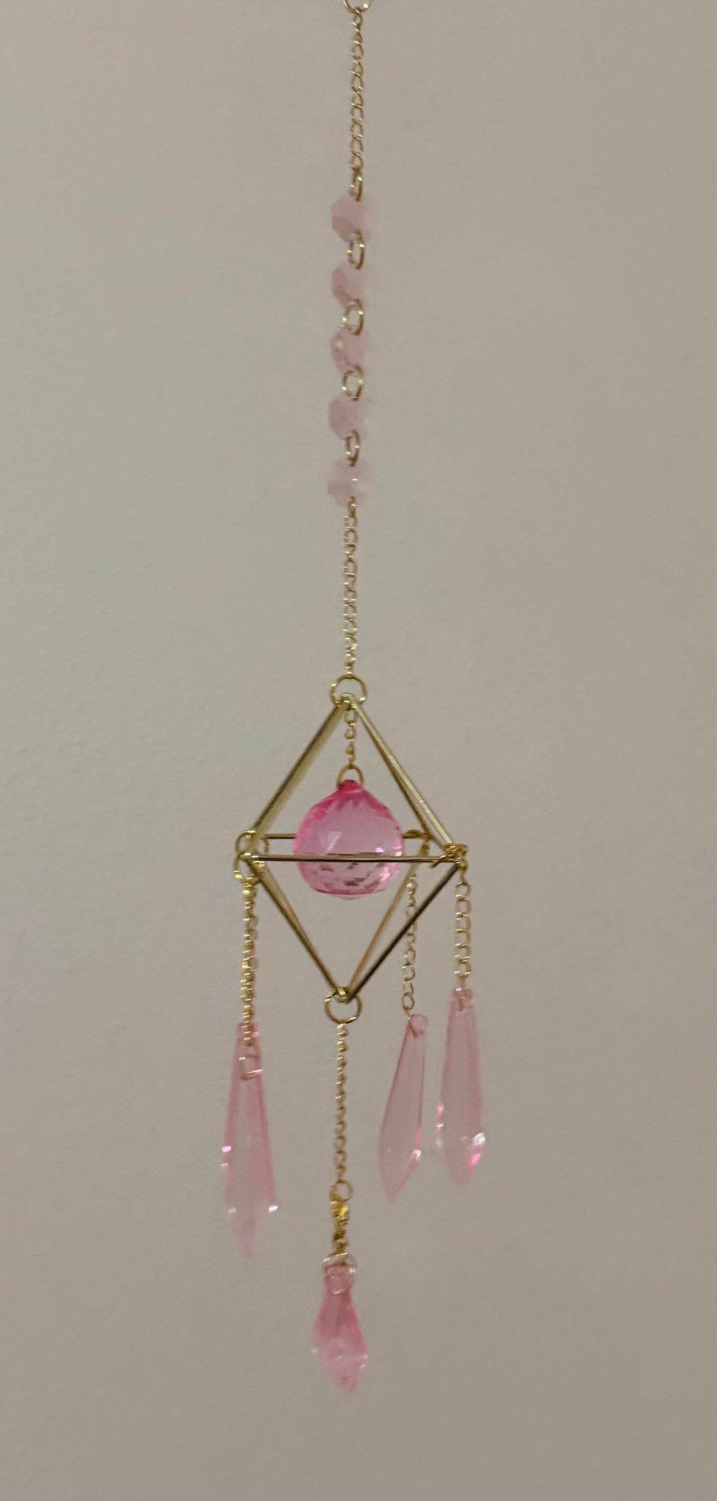 Pink Crystal Pyramid Suncatcher
