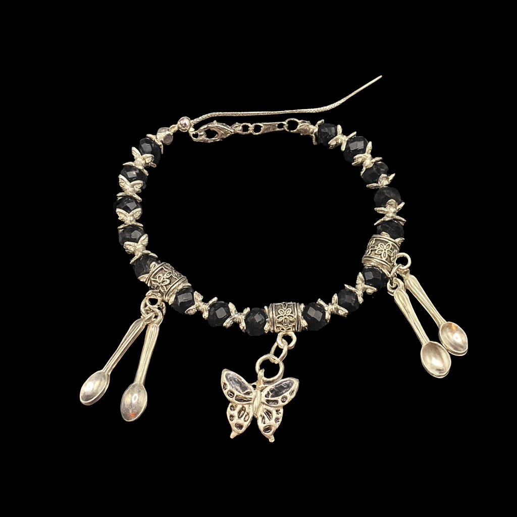 Black Beaded Spoonie Bracelet
