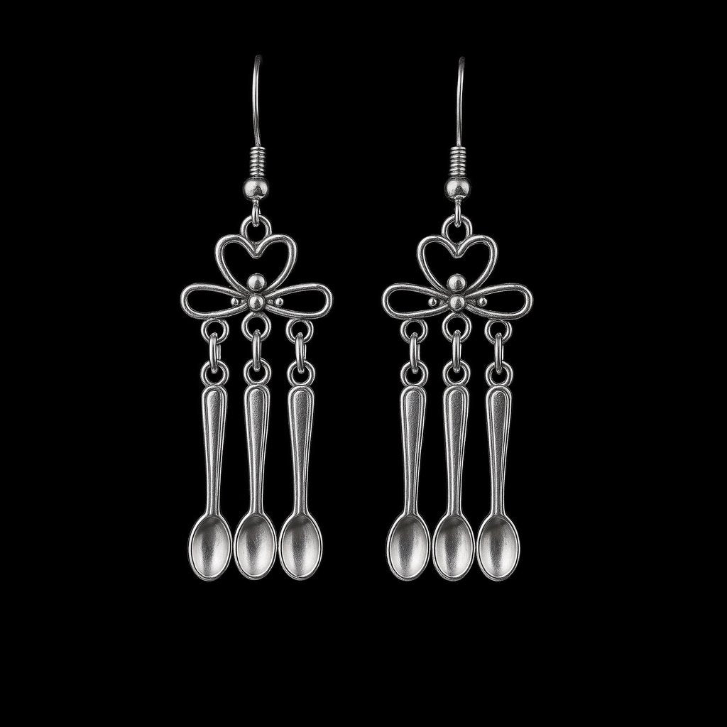 Bowed Heart Spoonie Earrings