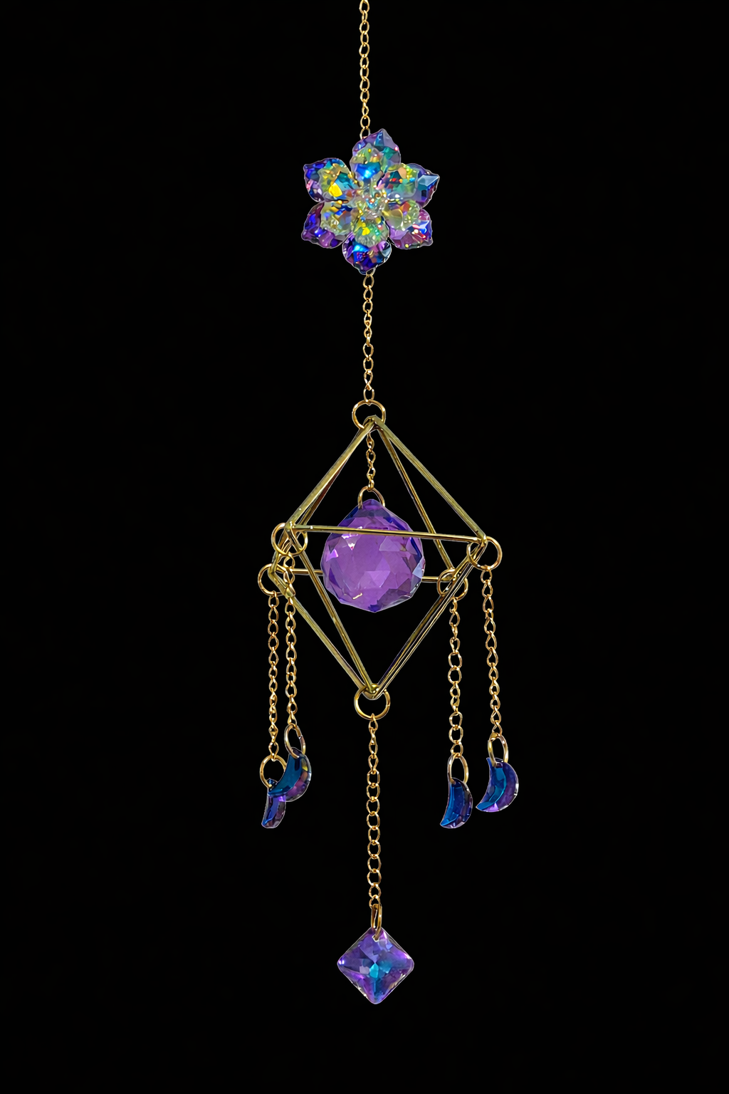 Purple Crystal Pyramid Suncatcher