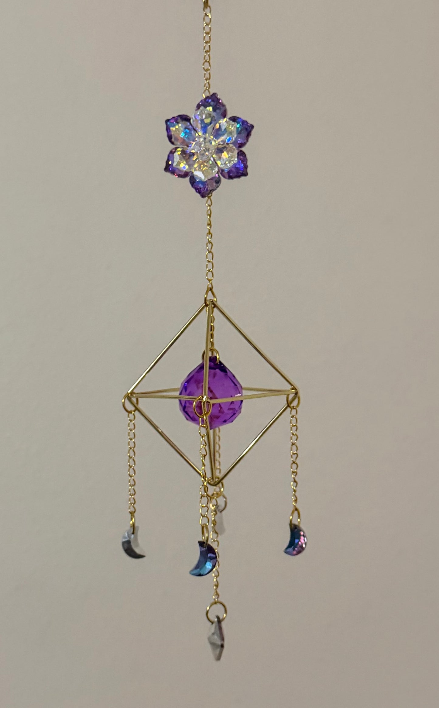Purple Crystal Pyramid Suncatcher
