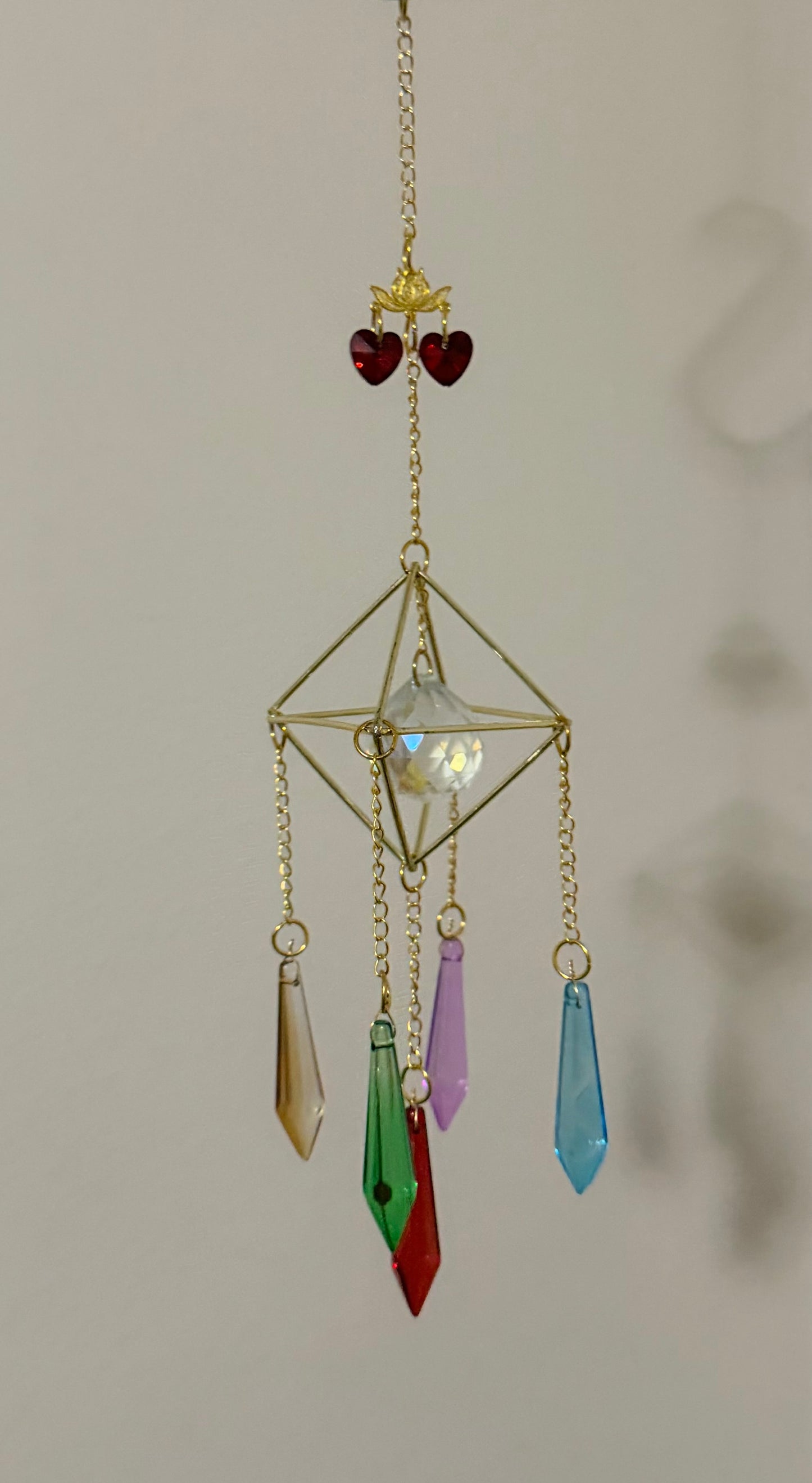 Rainbow Heart Pyramid Suncatcher
