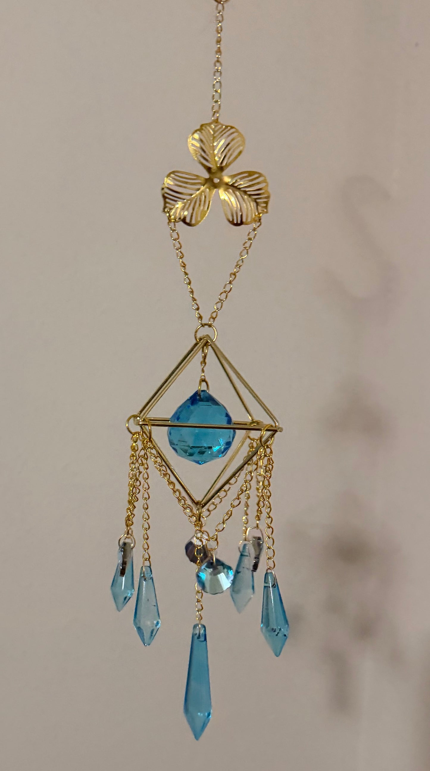 Blue Crystal Pyramid Suncatcher