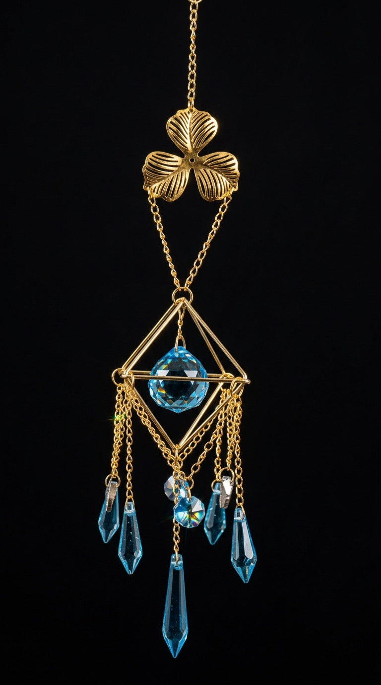Blue Crystal Pyramid Suncatcher