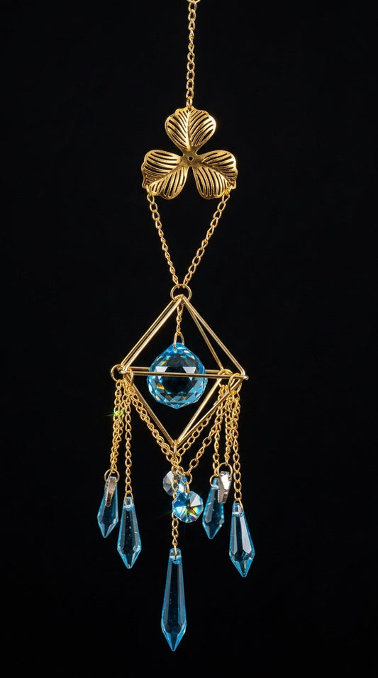 Blue Crystal Pyramid Suncatcher