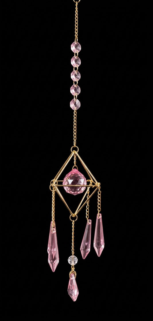 Pink Crystal Pyramid Suncatcher