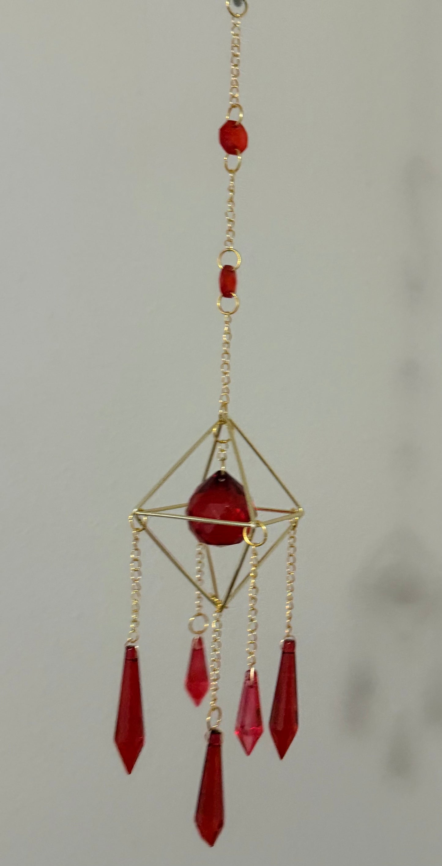 Ruby Crystal Pyramid Suncatcher