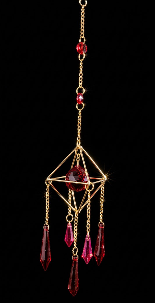 Ruby Crystal Pyramid Suncatcher