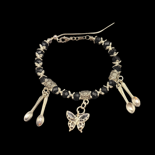 Black Beaded Spoonie Bracelet
