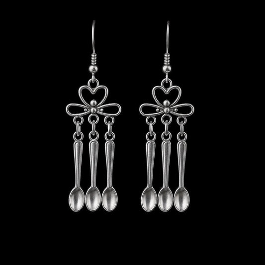 Bowed Heart Spoonie Earrings